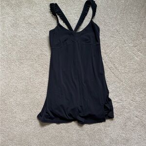 aerie Black Ruffle-Strap Dress